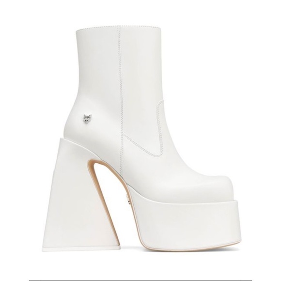NEW! Naked Wolfe- Jane White Zip Up Ankle Boots Bootie Size 9 Platform - Picture 5 of 16